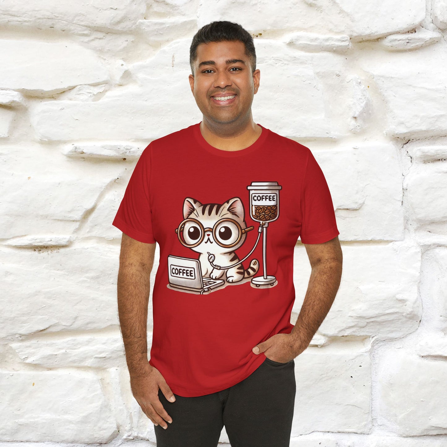 "Coffee Runs Through My Veins" Cat T-shirt for Men & Women | 100% Cotton* | Cat Lover Tee