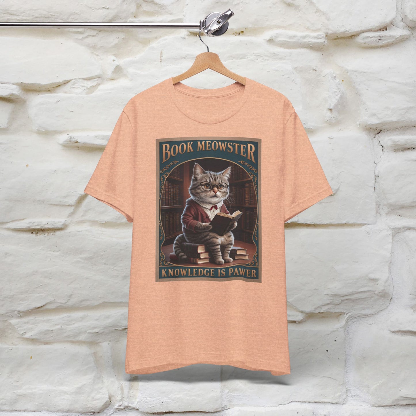 "Book Meowster: Knowledge Is Pawer Cat T-Shirt for Men & Women | 100% Cotton*