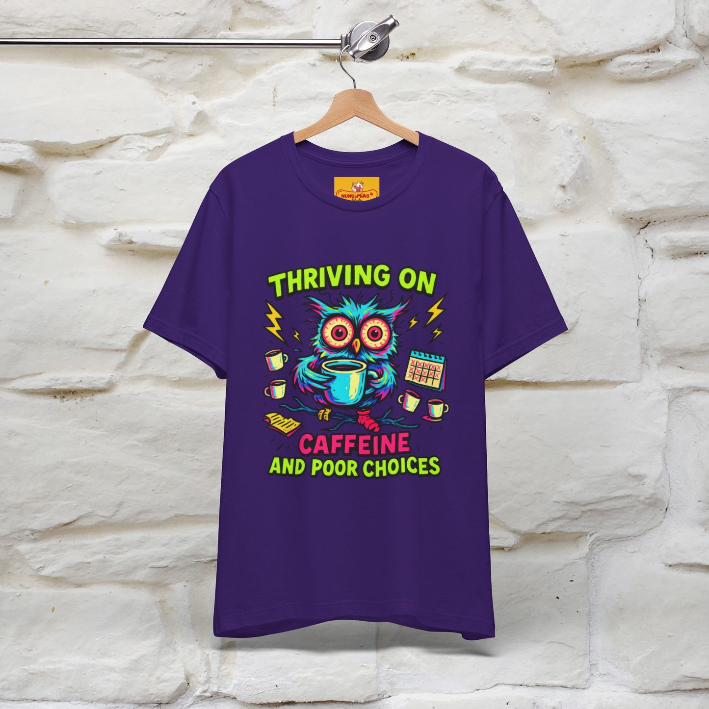 ''Thriving On Caffeine And Poor Choices''|  Sarcastic Cat T-Shirt | Nunu&Miao Studio