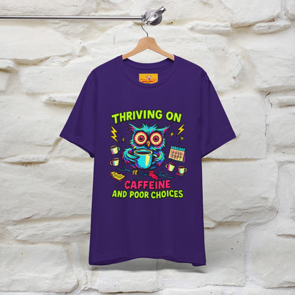 ''Thriving On Caffeine And Poor Choices''|  Sarcastic Cat T-Shirt | Nunu&Miao Studio