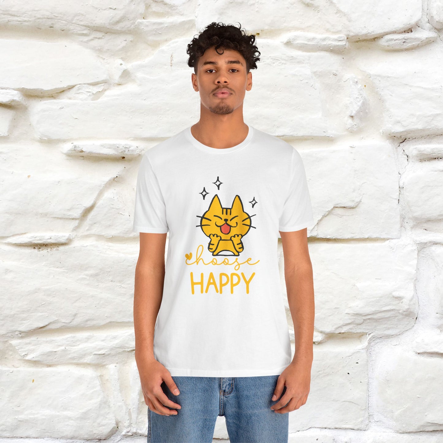 "Choose Happy" Cat T-Shirt for Men & Women | 100% Cotton* | Positive Tee 🐾