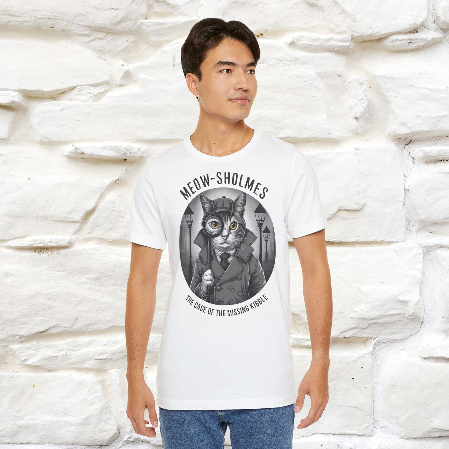 Meow-Sholmes: The Case of the Missing Kibble T-Shirt | Detective Cat Tee for Men & Women | 100% Cotton*