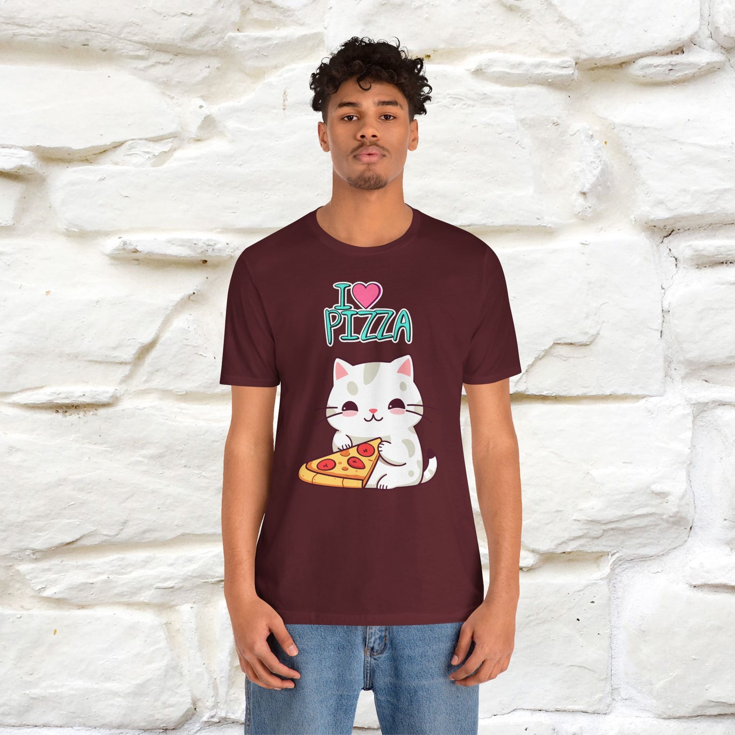 "I Love Pizza" Cat T-shirt for Men & Women | 100% Cotton*