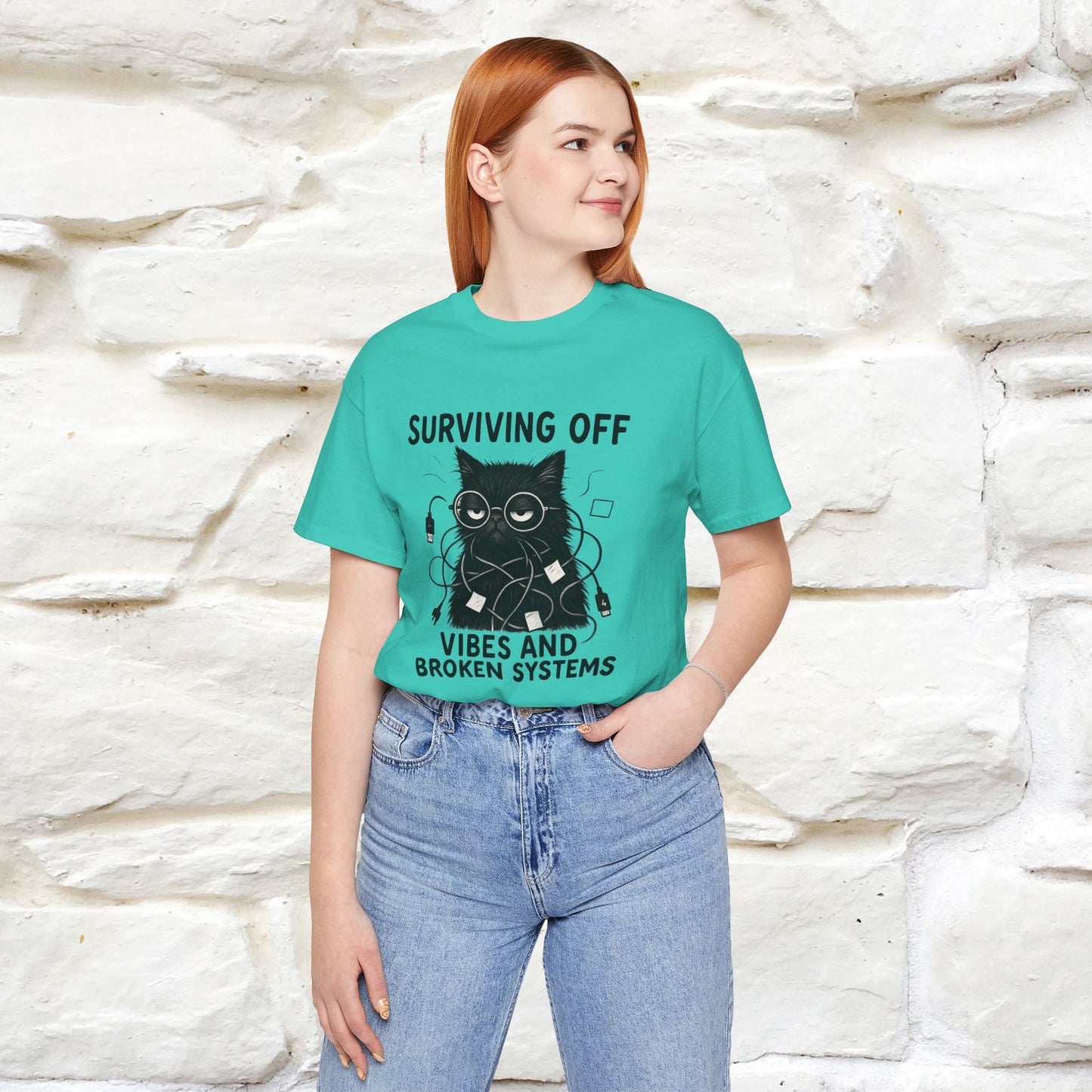 "Surviving Off...Vibes And Broken .. " |Cat T-Shirt | Nunu&Miao Studio