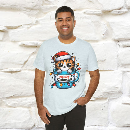 Meowy Catmas T-Shirt | Festive Cat Christmas Shirt for Men & Women | 100% Cotton