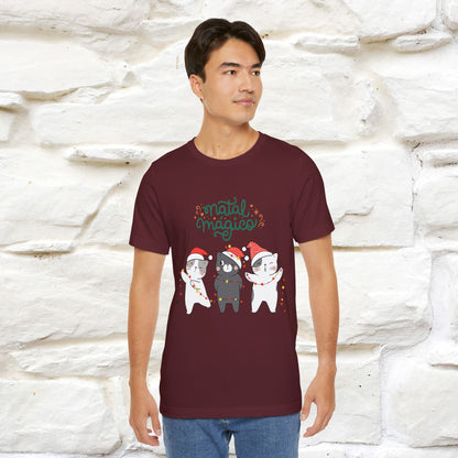 "Natal Magico" Cat T-shirt for Men & Women | 100% Cotton* 🐾 | Magical Holiday Cat Tee