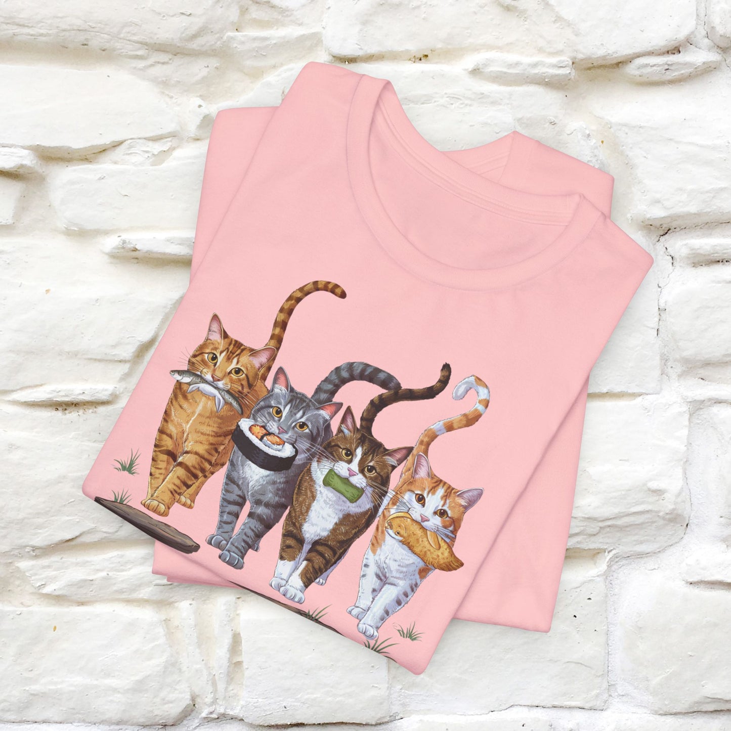 Four Cats' Feast: Feline Food Frenzy T-Shirt for Men & Women | 100% Cotton*