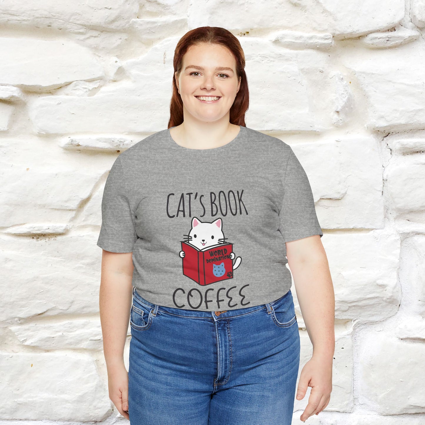 "Cat's Book Coffee" Cat T-Shirt for Men & Women | 100% Cotton* | Cozy Vibes for Book & Cat Lovers