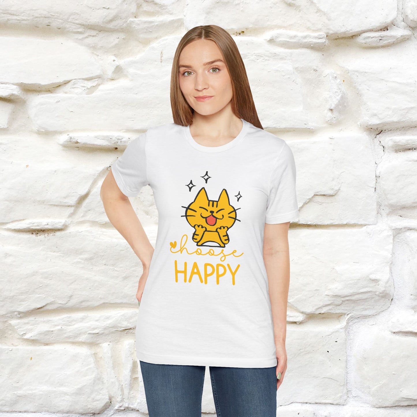 "Choose Happy" Cat T-Shirt for Men & Women | 100% Cotton* | Positive Tee 🐾