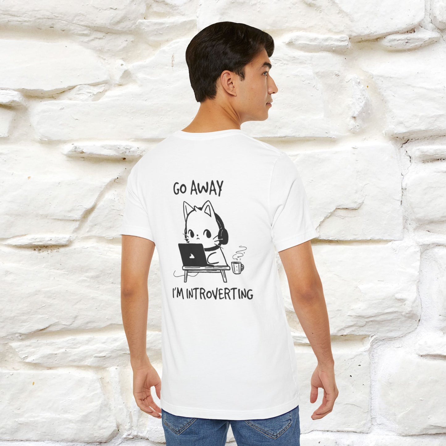 Go Away, I’m Introverting Cat T-Shirt | Unisex Front & Back Design | 100% Cotton*