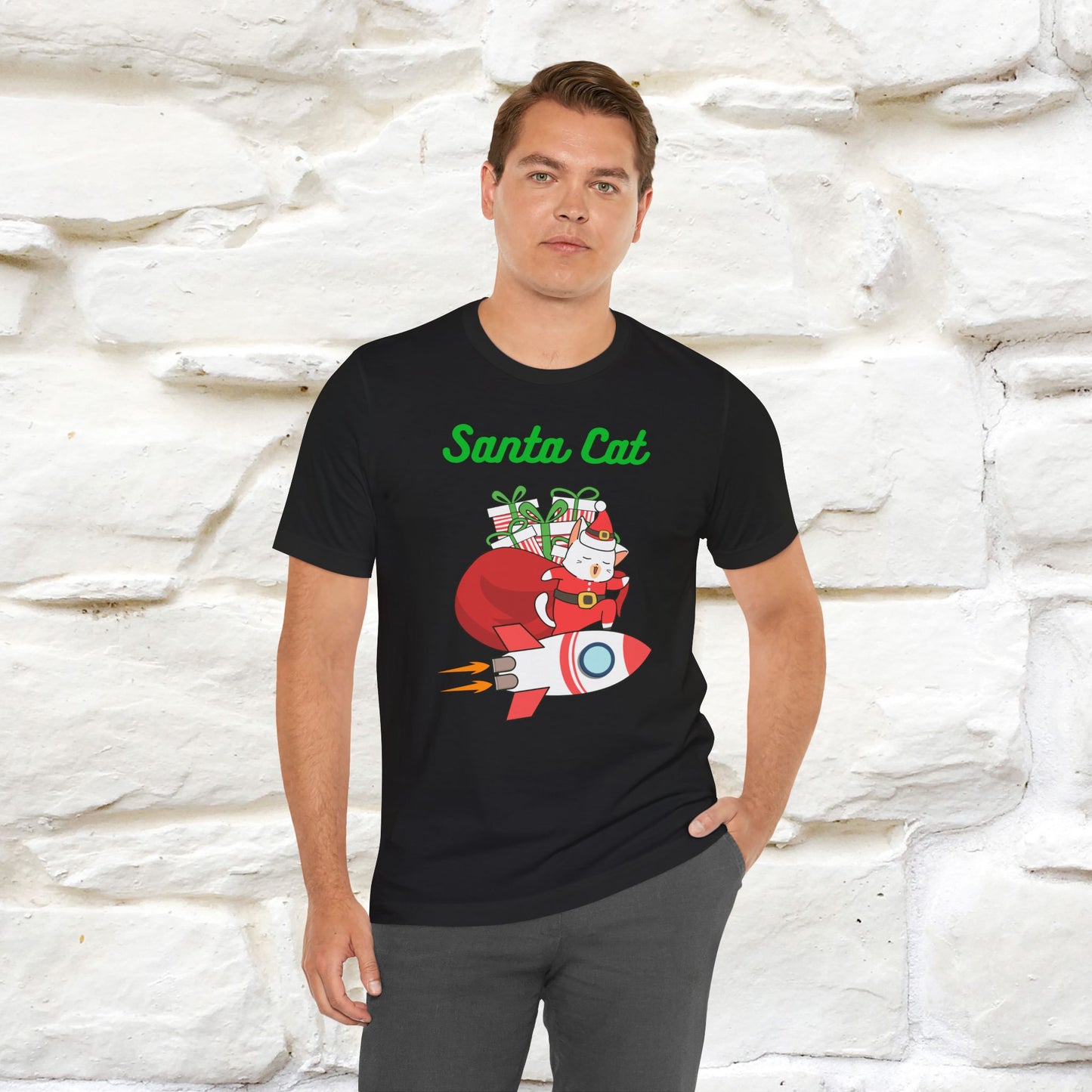 Santa Cat Christmas T-Shirt | Cat Lover Holiday Tee for Men & Women – 100% Cotton* | Meowy Christmas Collection