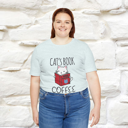 "Cat's Book Coffee" Cat T-Shirt for Men & Women | 100% Cotton* | Cozy Vibes for Book & Cat Lovers