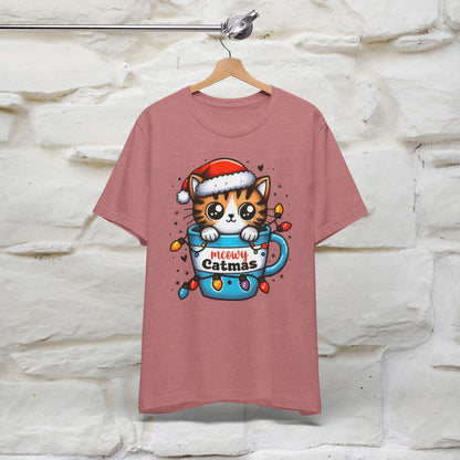 Meowy Catmas T-Shirt | Festive Cat Christmas Shirt for Men & Women | 100% Cotton