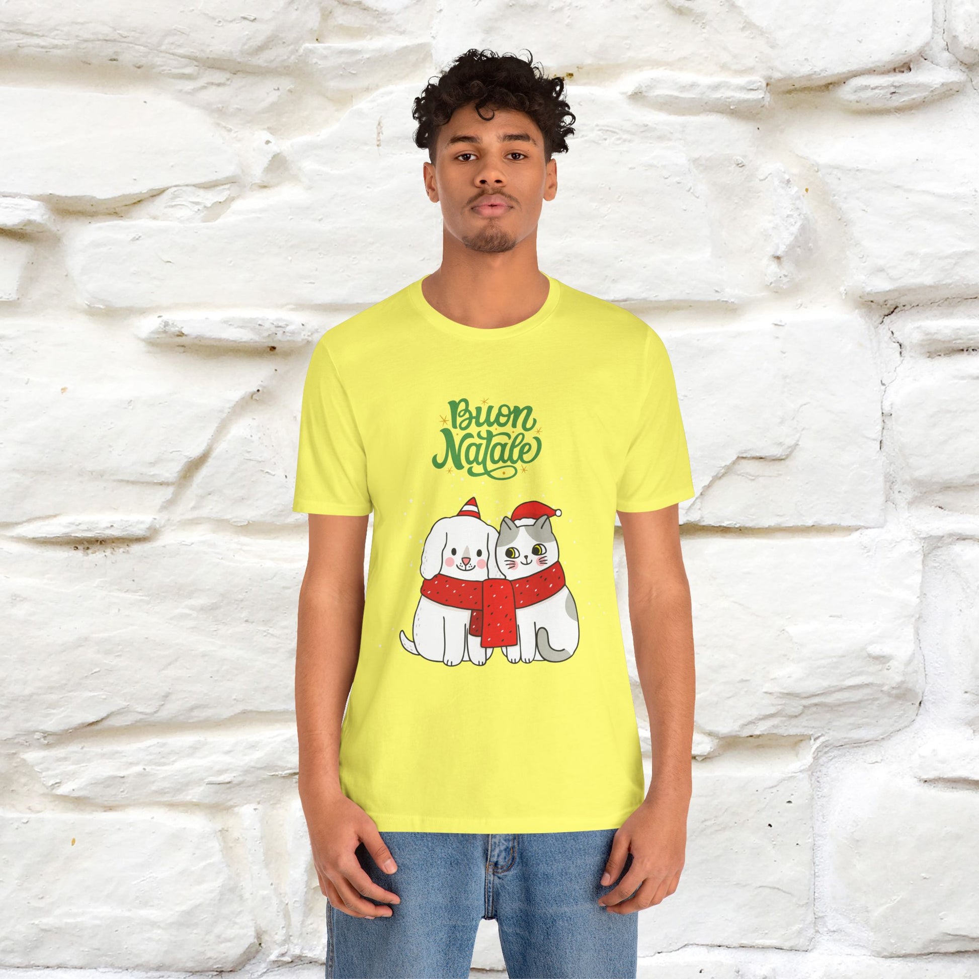 ''Buon Natale Cat and Dog'' Christmas T-shirt  | Nunu&Miao Studio - Nunu&Miao Studio