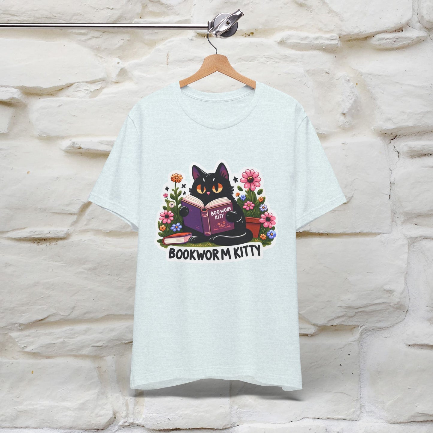 "Bookworm Kitty" Cat T-Shirt for Women | 100% Cotton* | Book Lover Tee