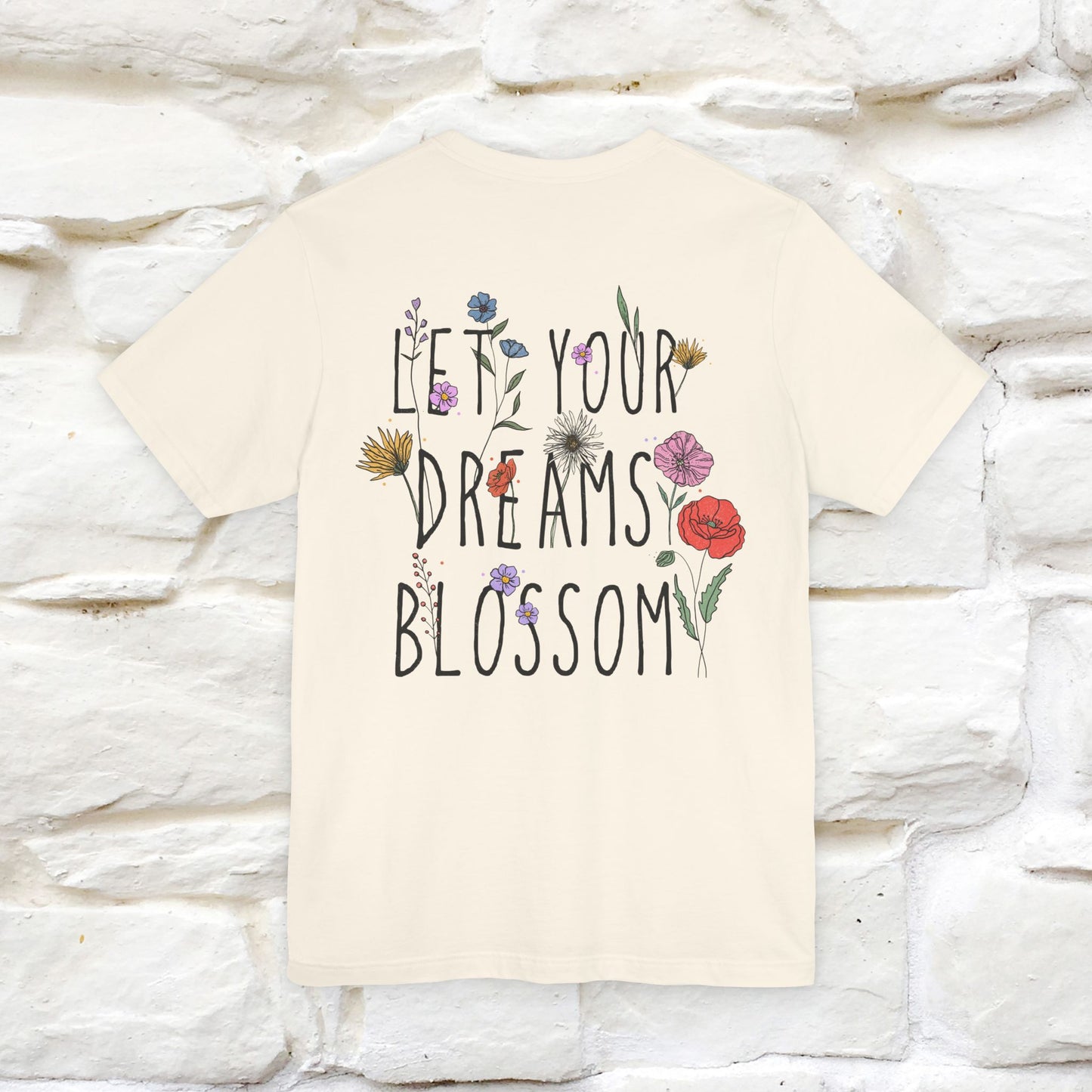 "Let Your Dreams Blossom'' Cat T-Shirt Front and Back Design | Nunu&Miao Studio