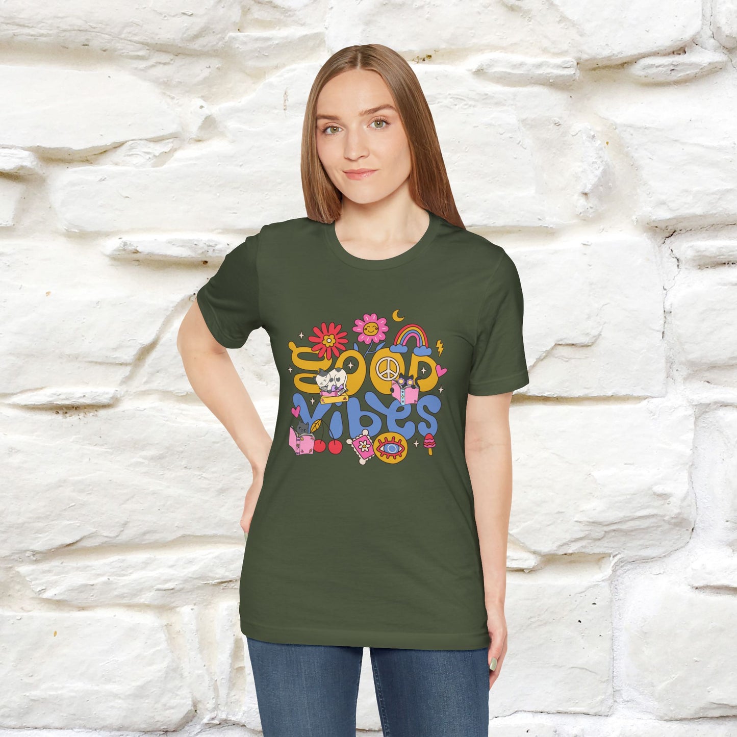 ''Good Vibes'  Cat T-shirt for Women 100% Cotton*