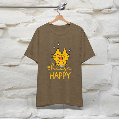 "Choose Happy" Cat T-Shirt for Men & Women | 100% Cotton* | Positive Tee 🐾