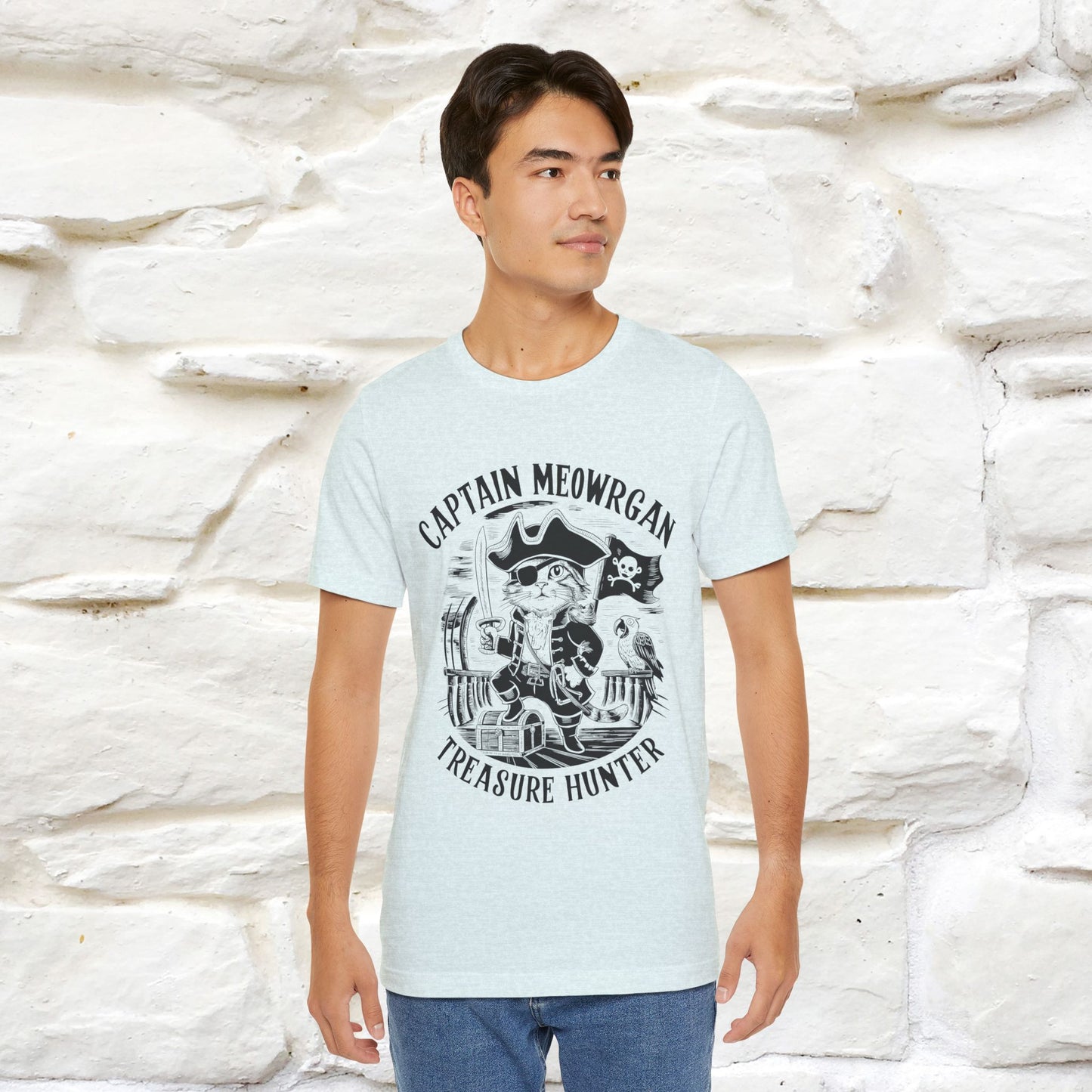 Captain Meowrgan Treasure Hunter T-Shirt | Adventure Cat Tee for Men & Women | 100% Cotton*