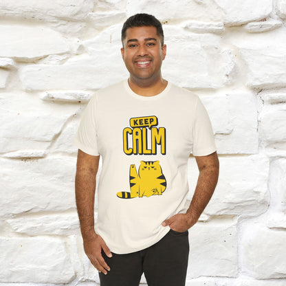 Keep Calm Cat T-Shirt for Men & Women | 100% Cotton* Relaxed Cat Lover Tee