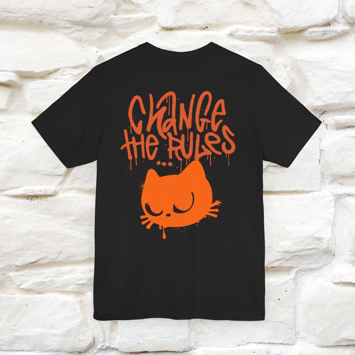 ''Change The Rules''  Cat T-shirt for Men Front And Back Design 100% Cotton*