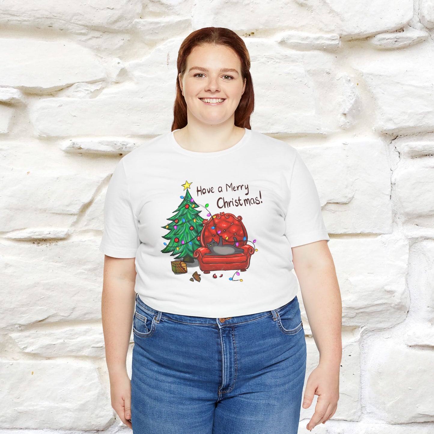 Have a Merry Christmas | Festive Cat Christmas Shirt for Men & Women | 100% Cotton