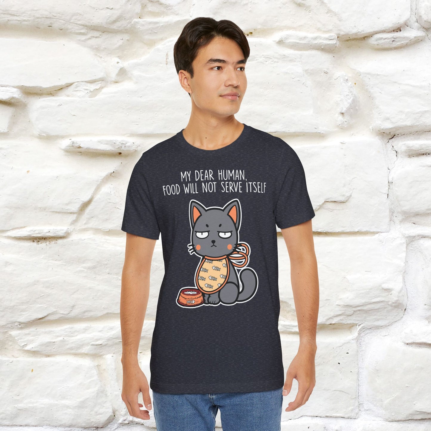 "Dear Human, Food Will Not Serve Itself" Funny Cat T-Shirt for Men & Women | 100% Cotton* 🐾