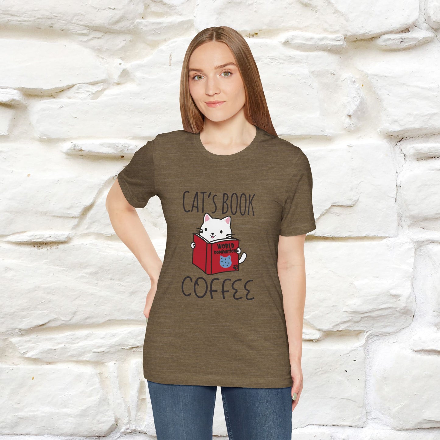 "Cat's Book Coffee" Cat T-Shirt for Men & Women | 100% Cotton* | Cozy Vibes for Book & Cat Lovers