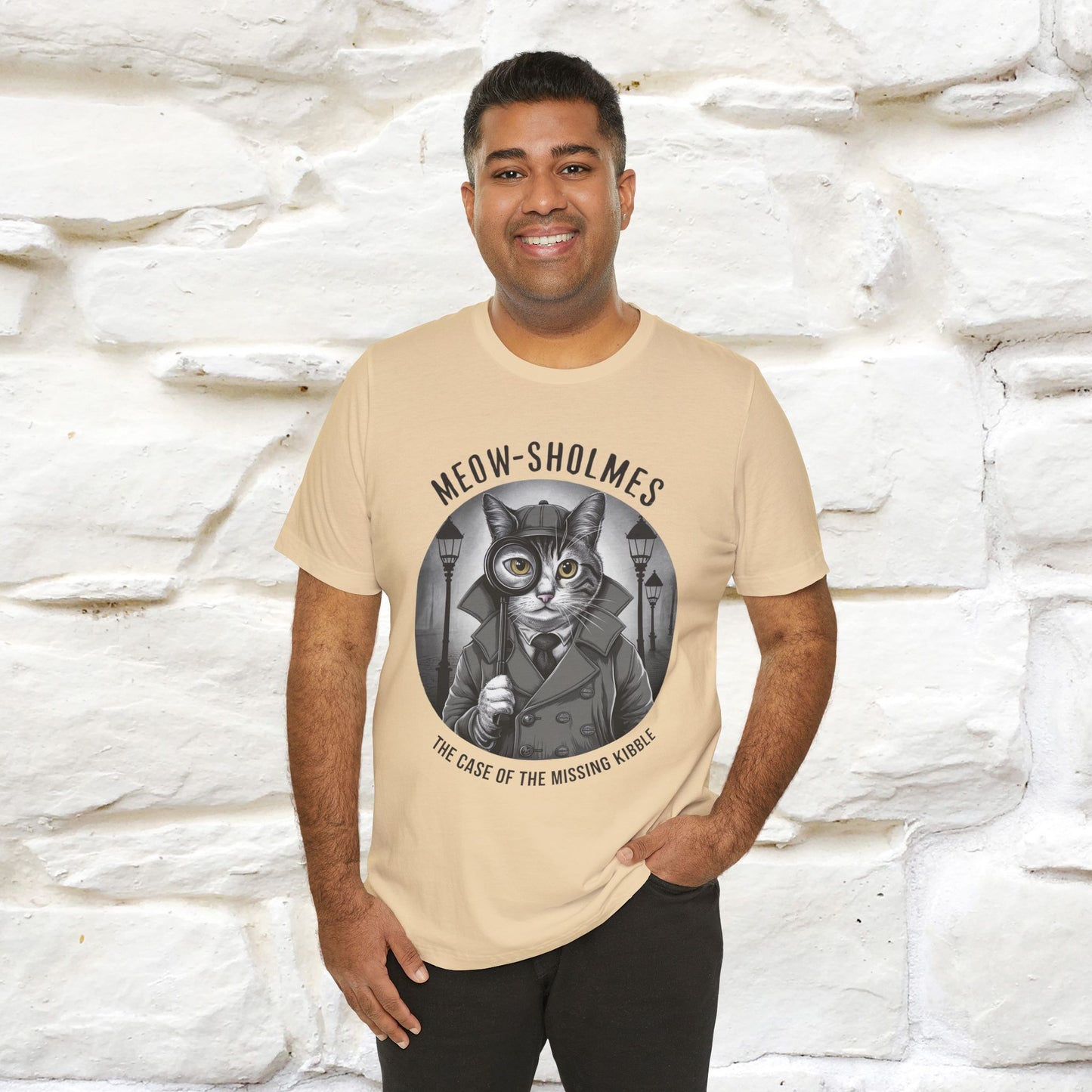 Meow-Sholmes: The Case of the Missing Kibble T-Shirt | Detective Cat Tee for Men & Women | 100% Cotton*