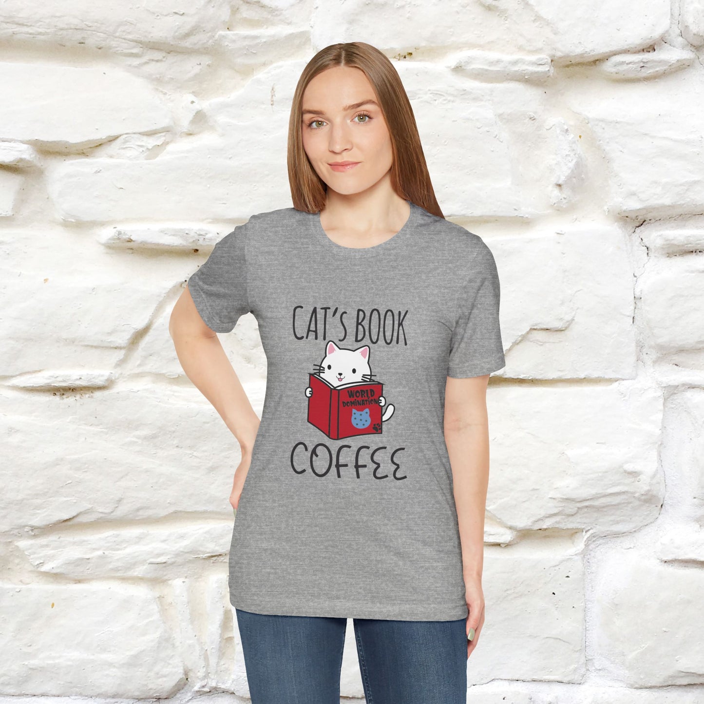 "Cat's Book Coffee" Cat T-Shirt for Men & Women | 100% Cotton* | Cozy Vibes for Book & Cat Lovers