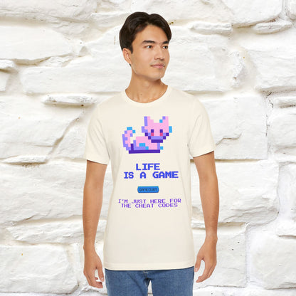 "Life Is A Game, I Am Just Here Fo The Cheat Code" Funny Cat T-Shirt for Men & Women | 100% Cotton*