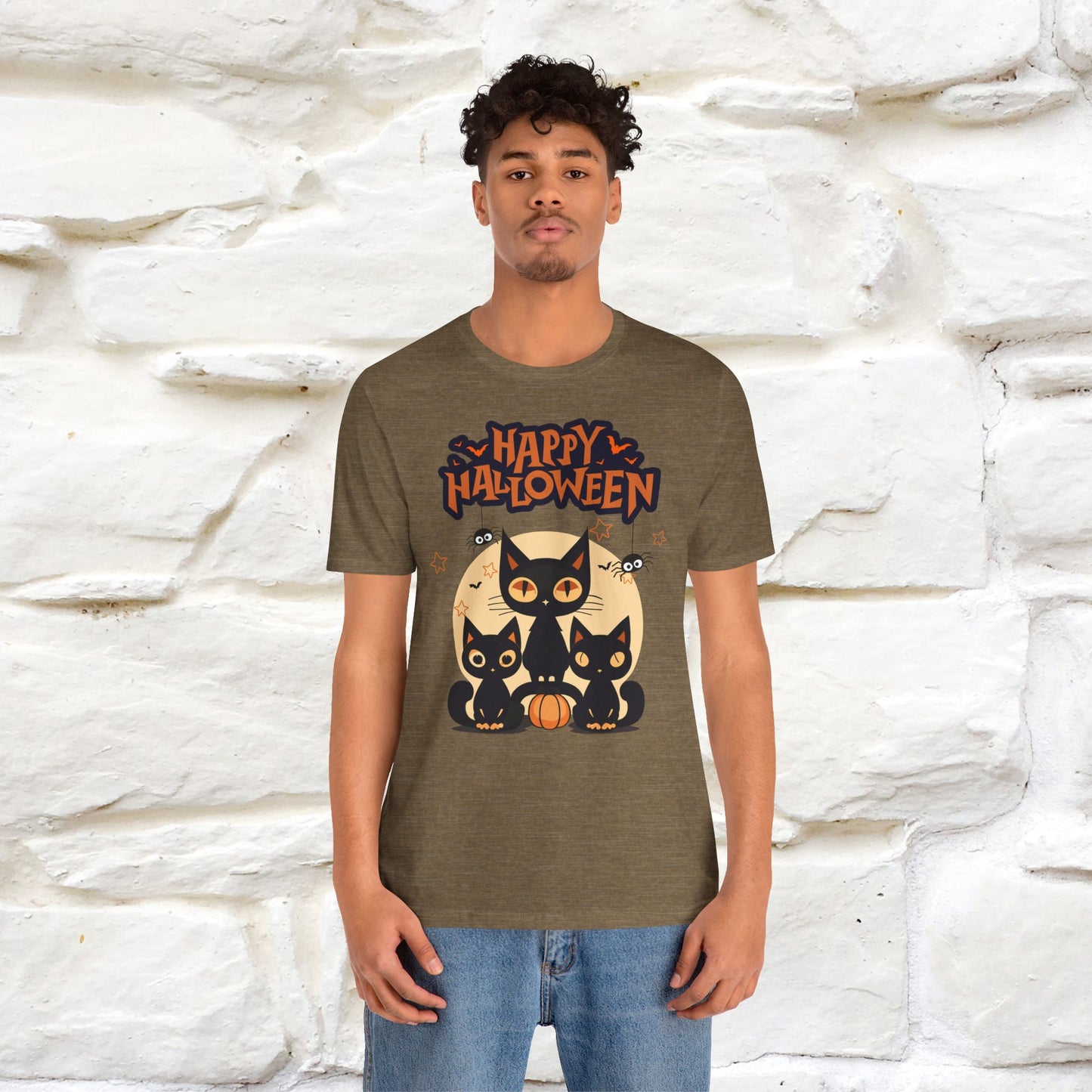 ''Black Cats Happy Halloween'' Unisex T-shirt 100% Cotton*