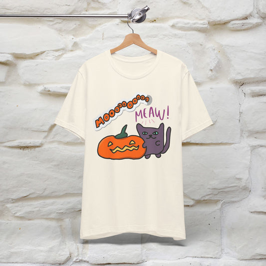 ''Mooooo Meaw'' Halloween Unisex Cat T-shirt 100% Cotton*