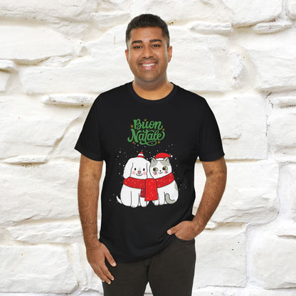 Buon Natale Cat and Dog T-shirt for Men & Women | 100% Cotton* 🐾 | Festive Holiday Shirt