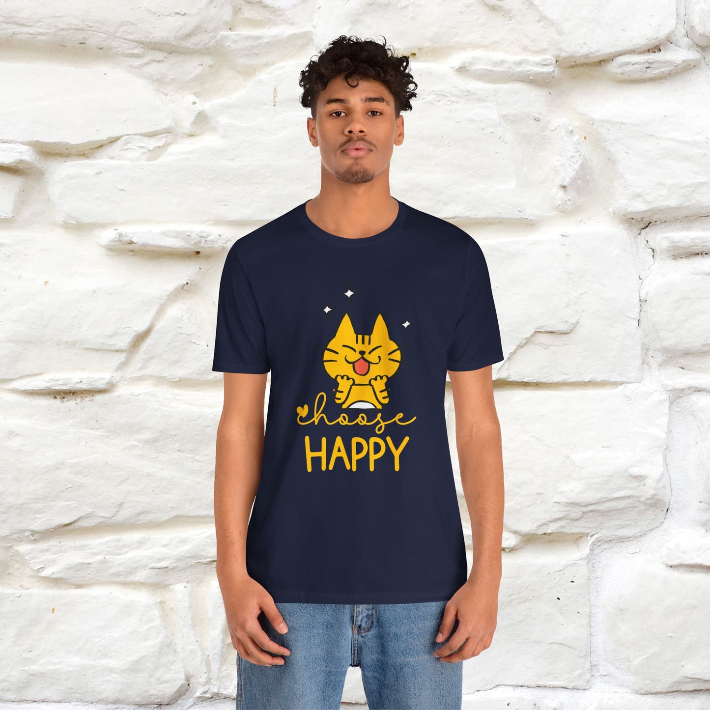 "Choose Happy" Cat T-Shirt for Men & Women | 100% Cotton* | Positive Tee 🐾