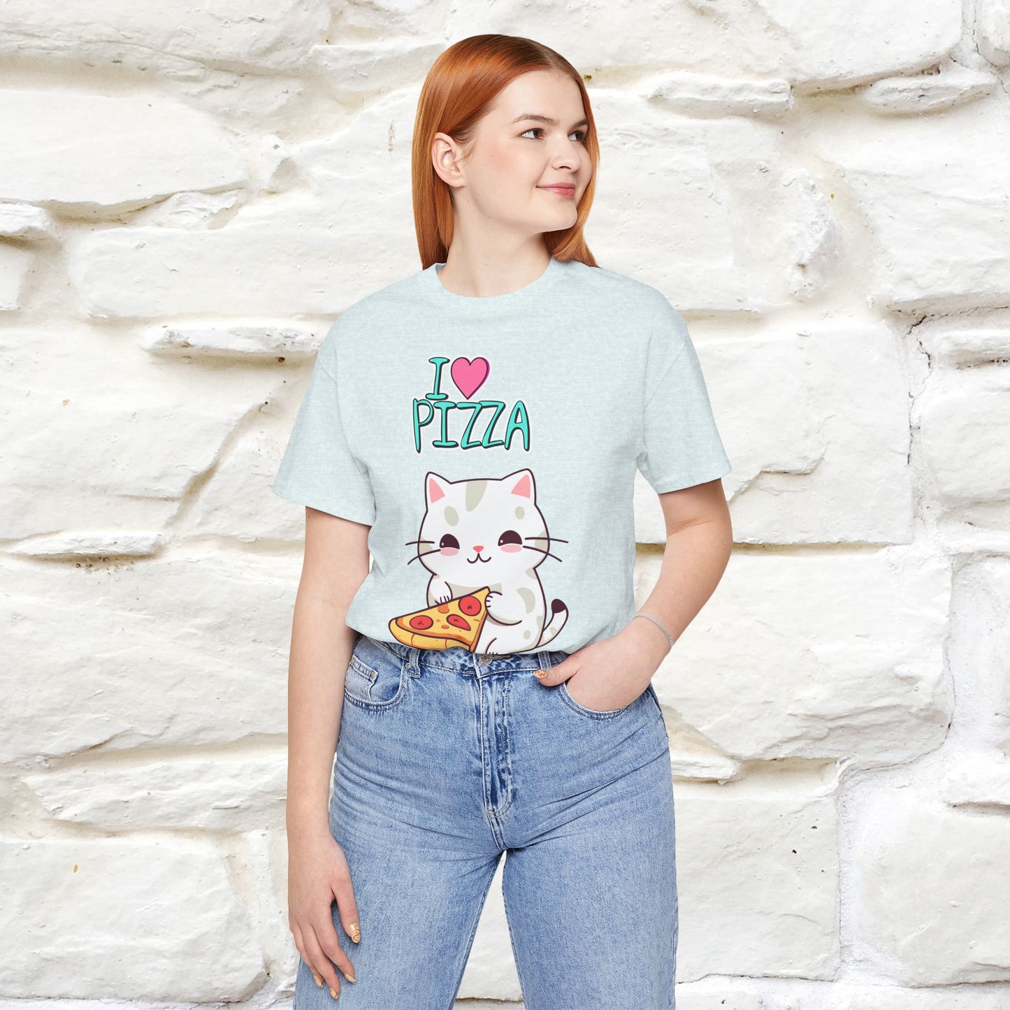 "I Love Pizza" Cat T-shirt for Men & Women | 100% Cotton*