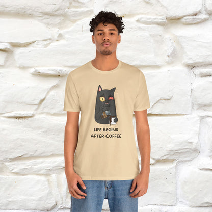 ''Life Begings After Coffe''  Cat T-shirt for Men and Women  100% Cotton*