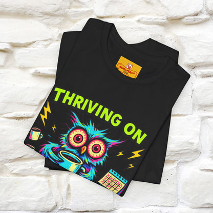 ''Thriving On Caffeine And Poor Choices''|  Sarcastic Cat T-Shirt | Nunu&Miao Studio