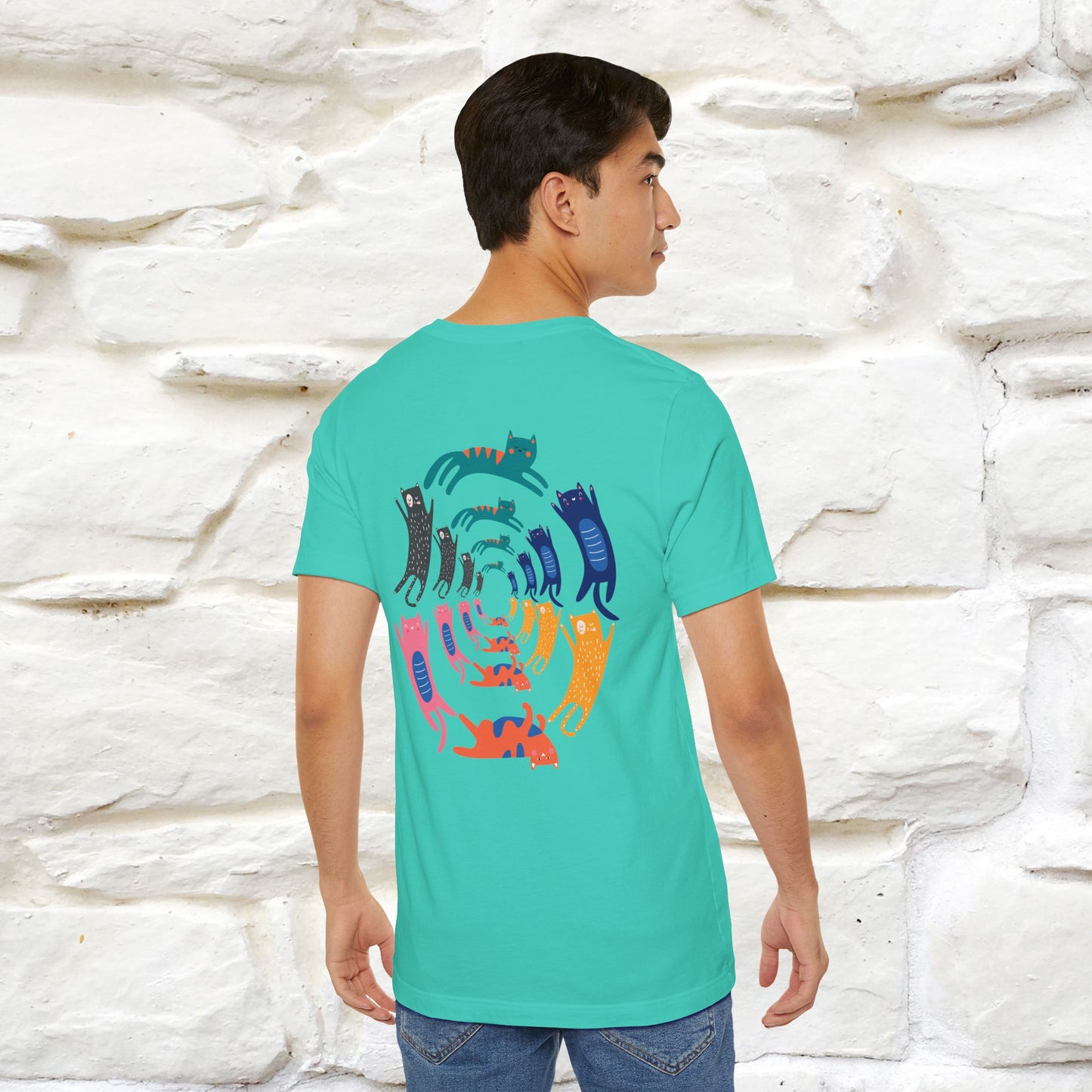 "The Hypnotic Meow'' Cat T-Shirt Front and Back Design | Nunu&Miao Studio