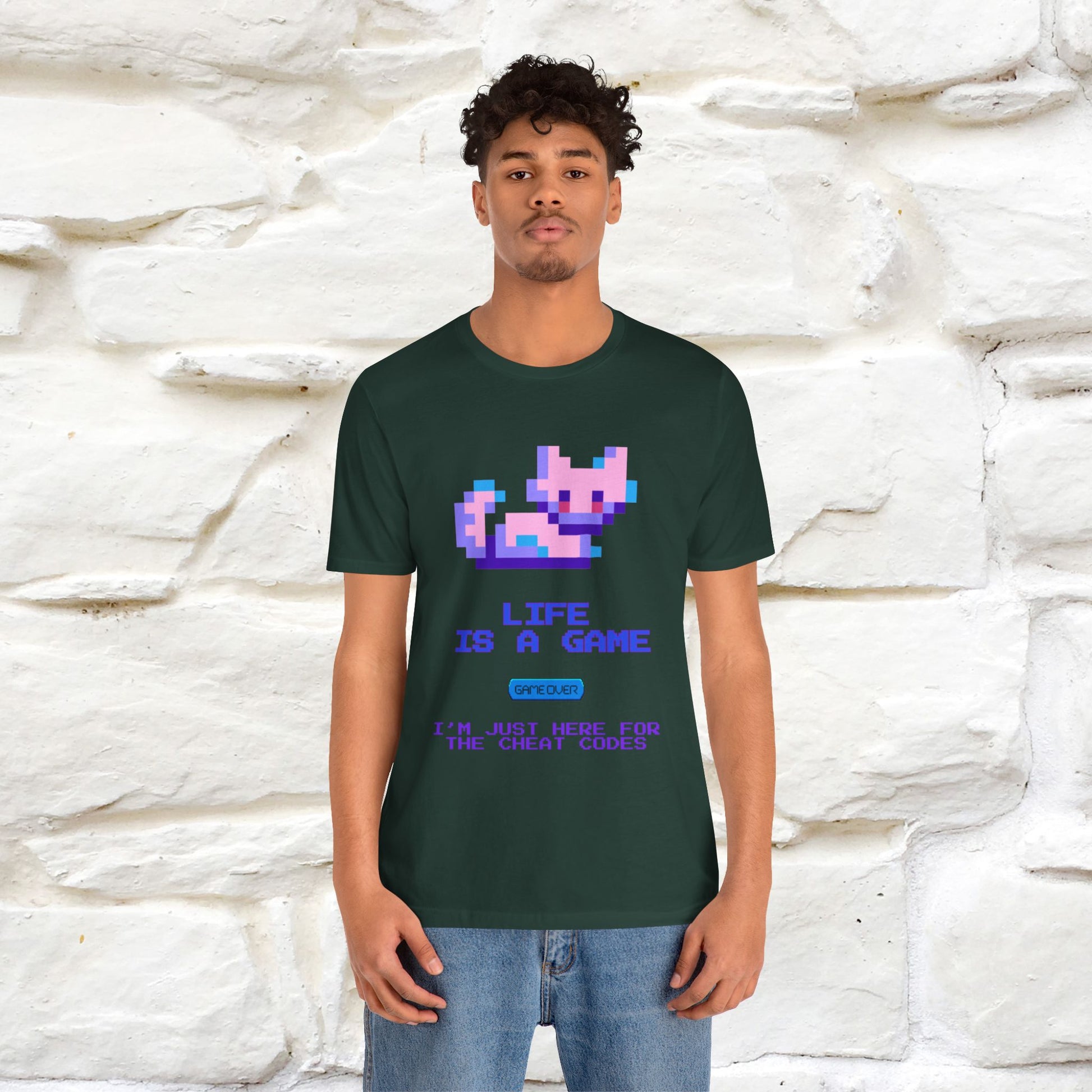 "Life Is A Game, I Am Just Here Fo The Cheat Code" Funny Cat T-Shirt for Men & Women | 100% Cotton* - Nunu&Miao Studio