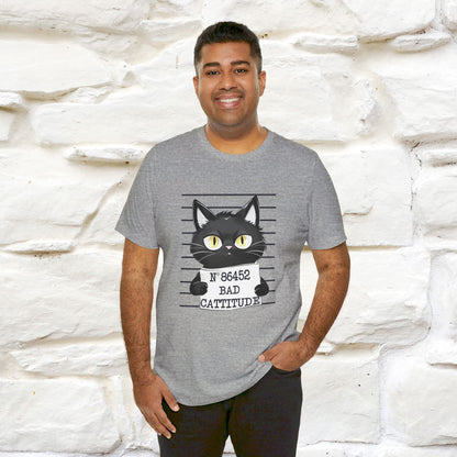 ''Bad Cattitude'' T-shirt for Man 100% Cotton* - Nunu&Miao Studio