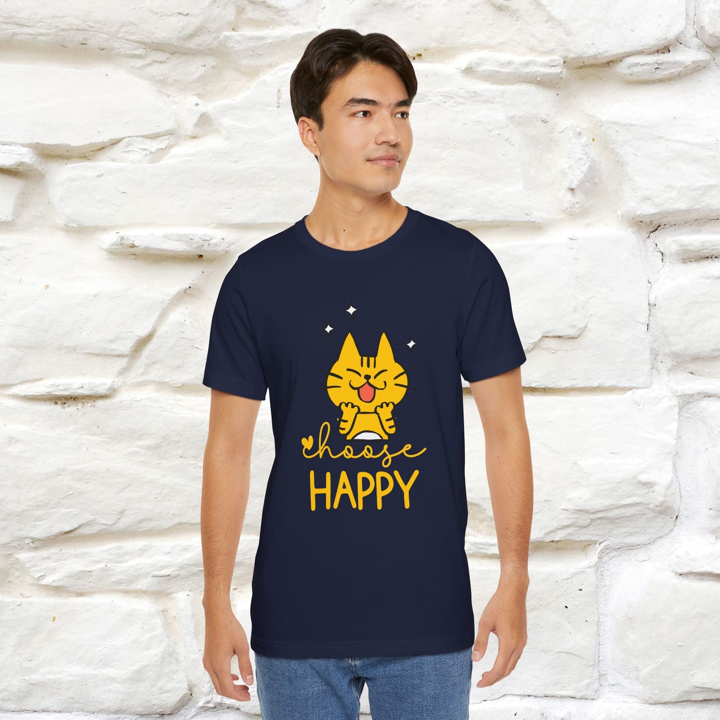 "Choose Happy" Cat T-Shirt for Men & Women | 100% Cotton* | Positive Tee 🐾