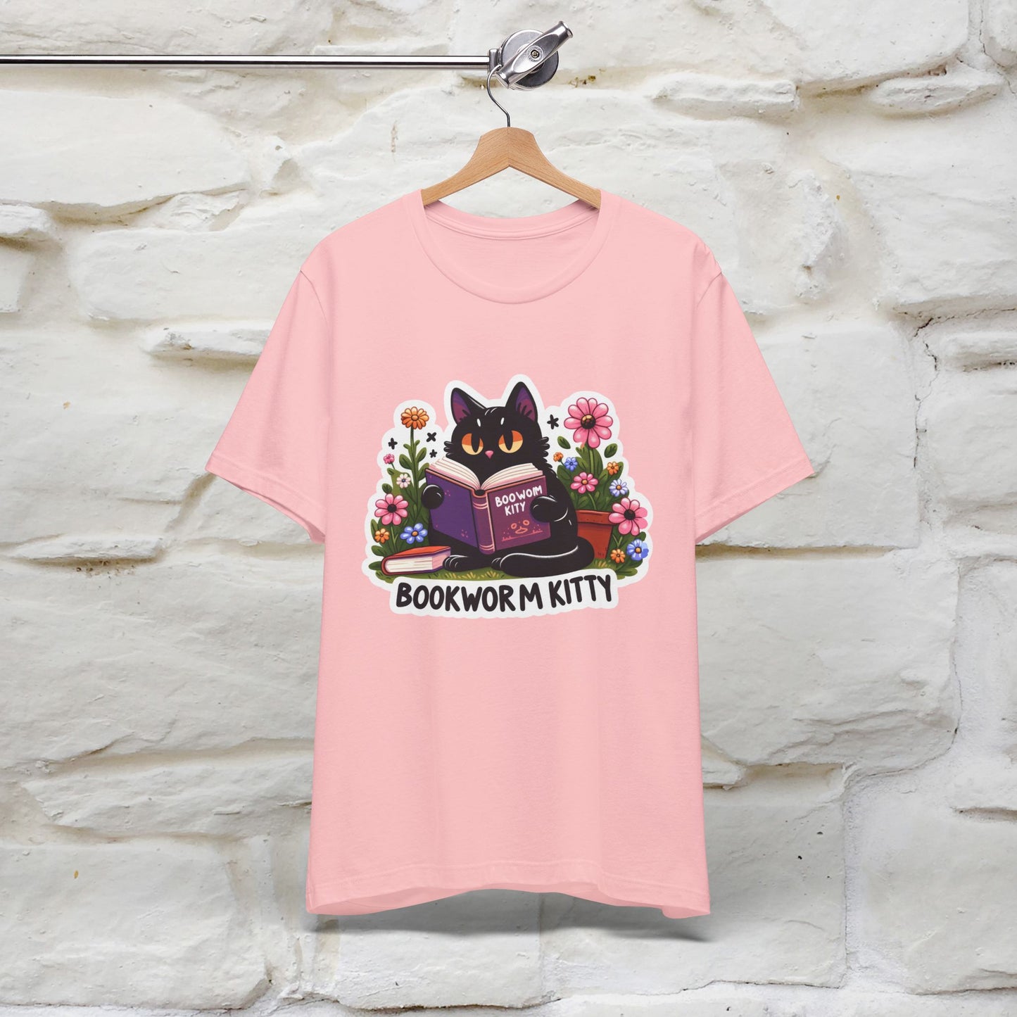 "Bookworm Kitty" Cat T-Shirt for Women | 100% Cotton* | Book Lover Tee