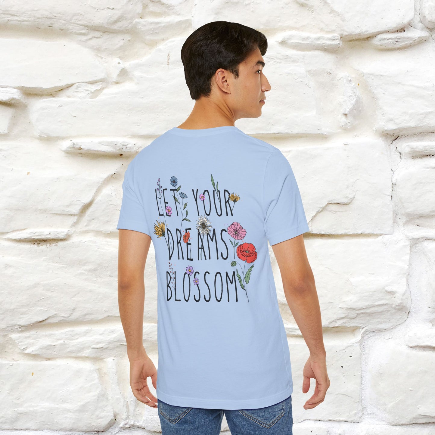 "Let Your Dreams Blossom'' Cat T-Shirt Front and Back Design | Nunu&Miao Studio