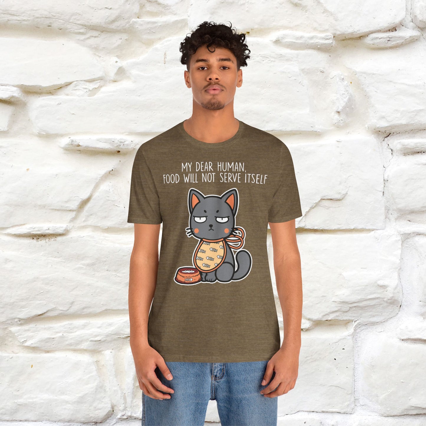 "Dear Human, Food Will Not Serve Itself" Funny Cat T-Shirt for Men & Women | 100% Cotton* 🐾