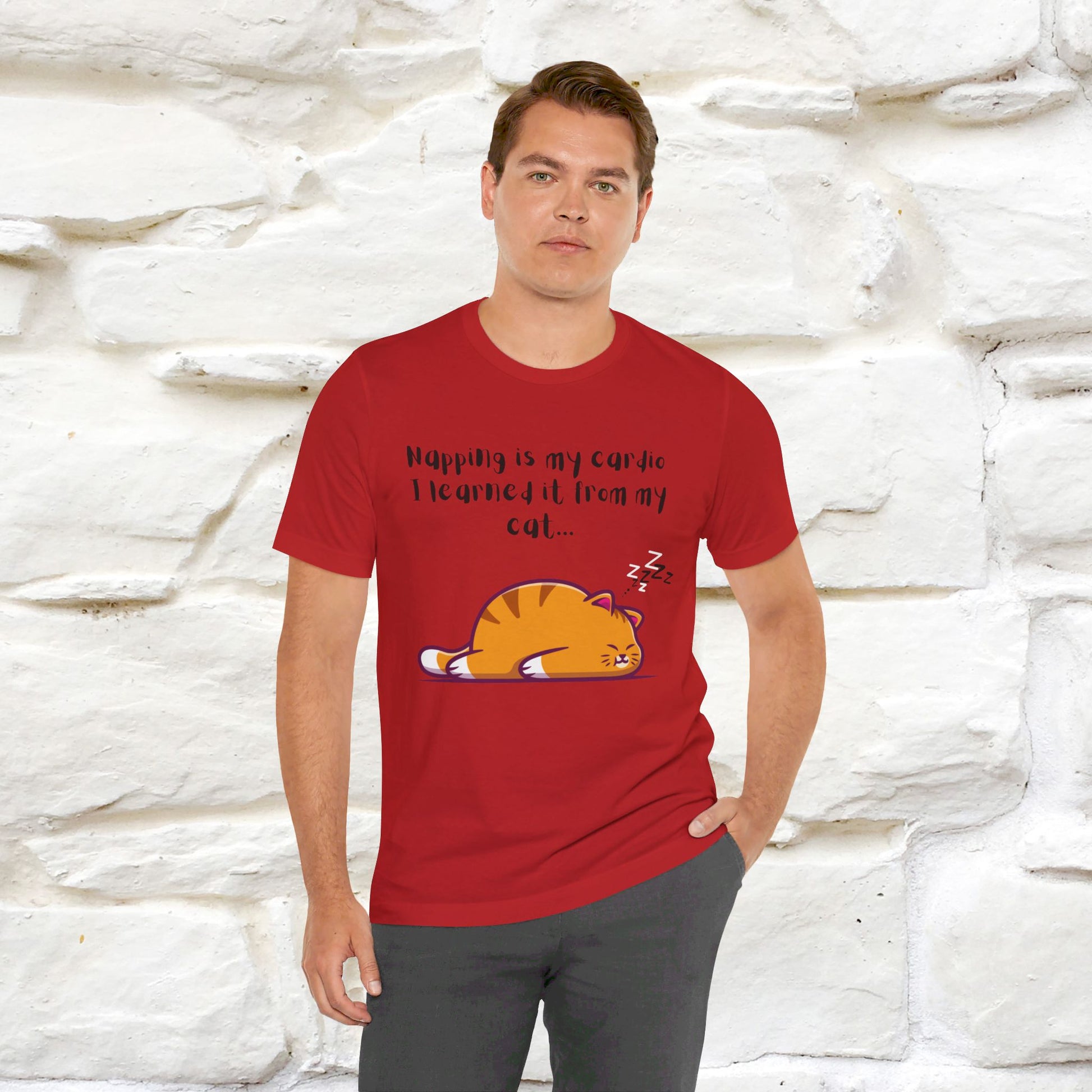 ''Napping Is My Cardio, I Learned From  my Cat'' T-shirt for Man 100% Cotton* - Nunu&Miao Studio