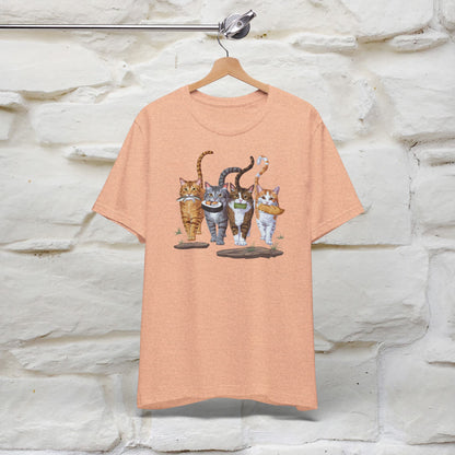 Four Cats' Feast: Feline Food Frenzy T-Shirt for Men & Women | 100% Cotton*