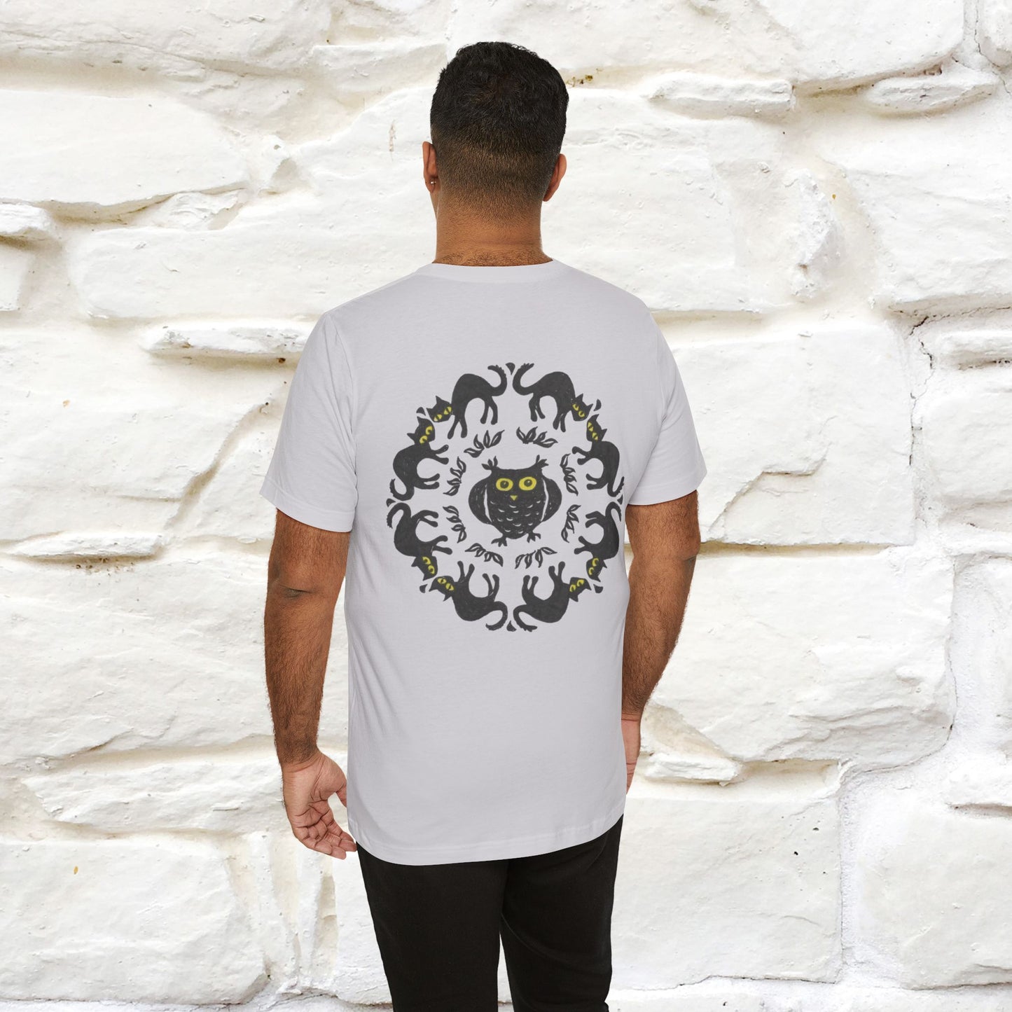 ''Black Cat Circle'' Cat T-Shirt Front and Back Design | Nunu&Miao Studio