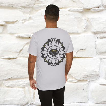 ''Black Cat Circle'' Cat T-Shirt Front and Back Design | Nunu&Miao Studio