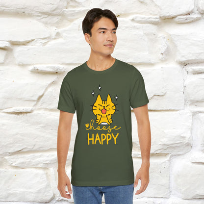 "Choose Happy" Cat T-Shirt for Men & Women | 100% Cotton* | Positive Tee 🐾